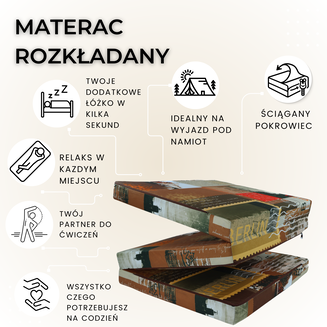 Materac Berlin M 180x65x7cm Turystyczny Rozkładany - 2