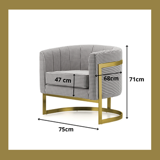 Fotel Glam Elegance Metalowy Stelaż Plusz - 4