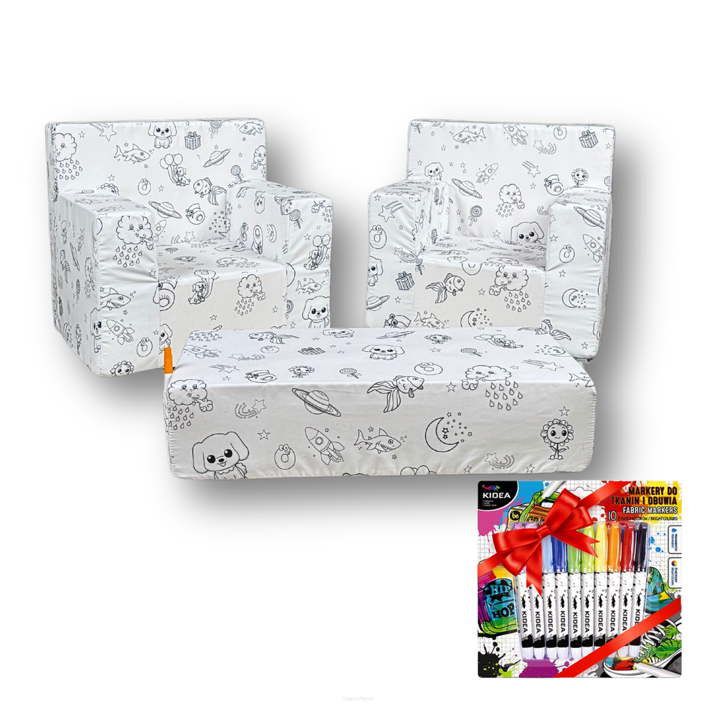 Zestaw Kolorowanka GRATIS Flamastry  / 2 Foteliki + Stolik