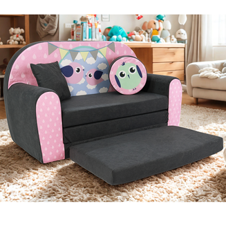 Sofa kanapa dla dzieci rozkładana Bird Grey - 3