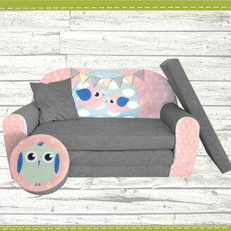 Sofa kanapa dla dzieci rozkładana Bird Grey - 2