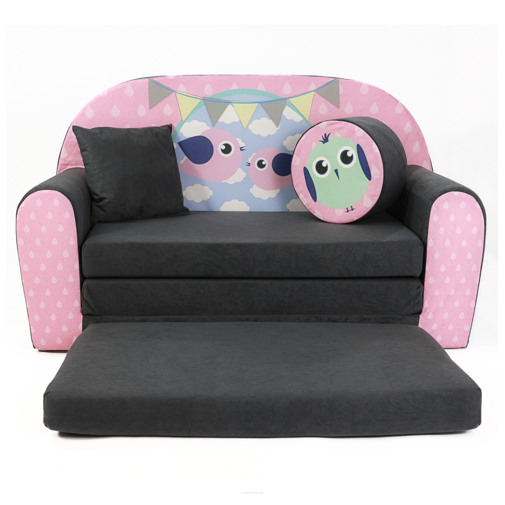 Sofa kanapa dla dzieci rozkładana Bird Grey