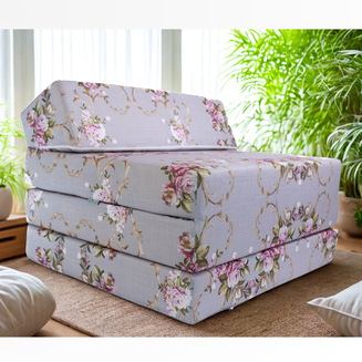 MATERAC SZARE KWIATY SKOS ROZKŁADANY - 6