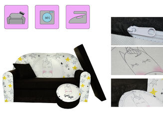 Sofa Dziecięca Kanapa Łóżko Śpiący Jednorożec - 4