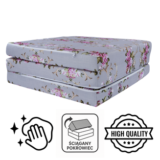 Materac Szare Kwiaty M 180x65x7cm Turystyczny Rozkładany - 7