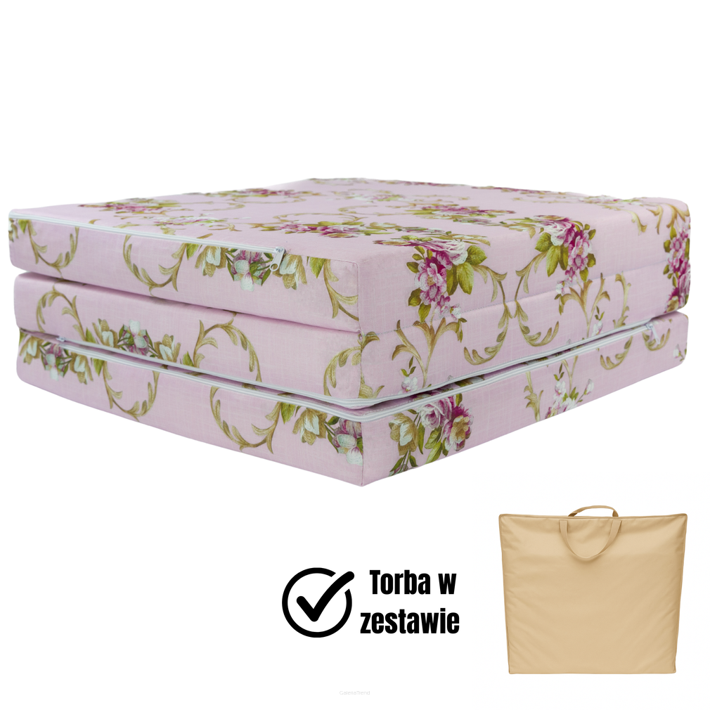 Materac Kwiaty różowe M 180x65x7cm Turystyczny Rozkładany