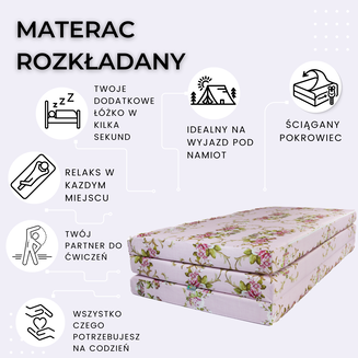 Materac Róż Kwiaty XL 195x120x8 cm - 2