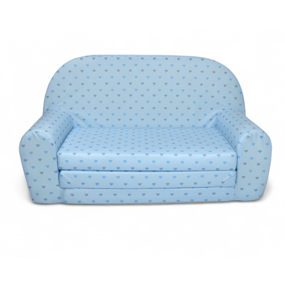 Sofka Mini Rozkładana Niebieska w Serca
