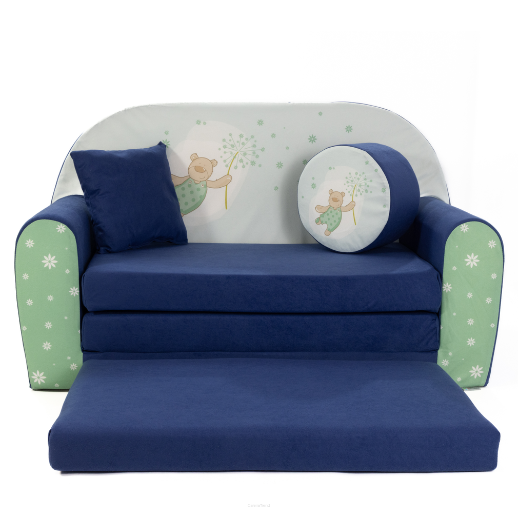 Sofa kanapa dla dzieci rozkładana Zielony Miś