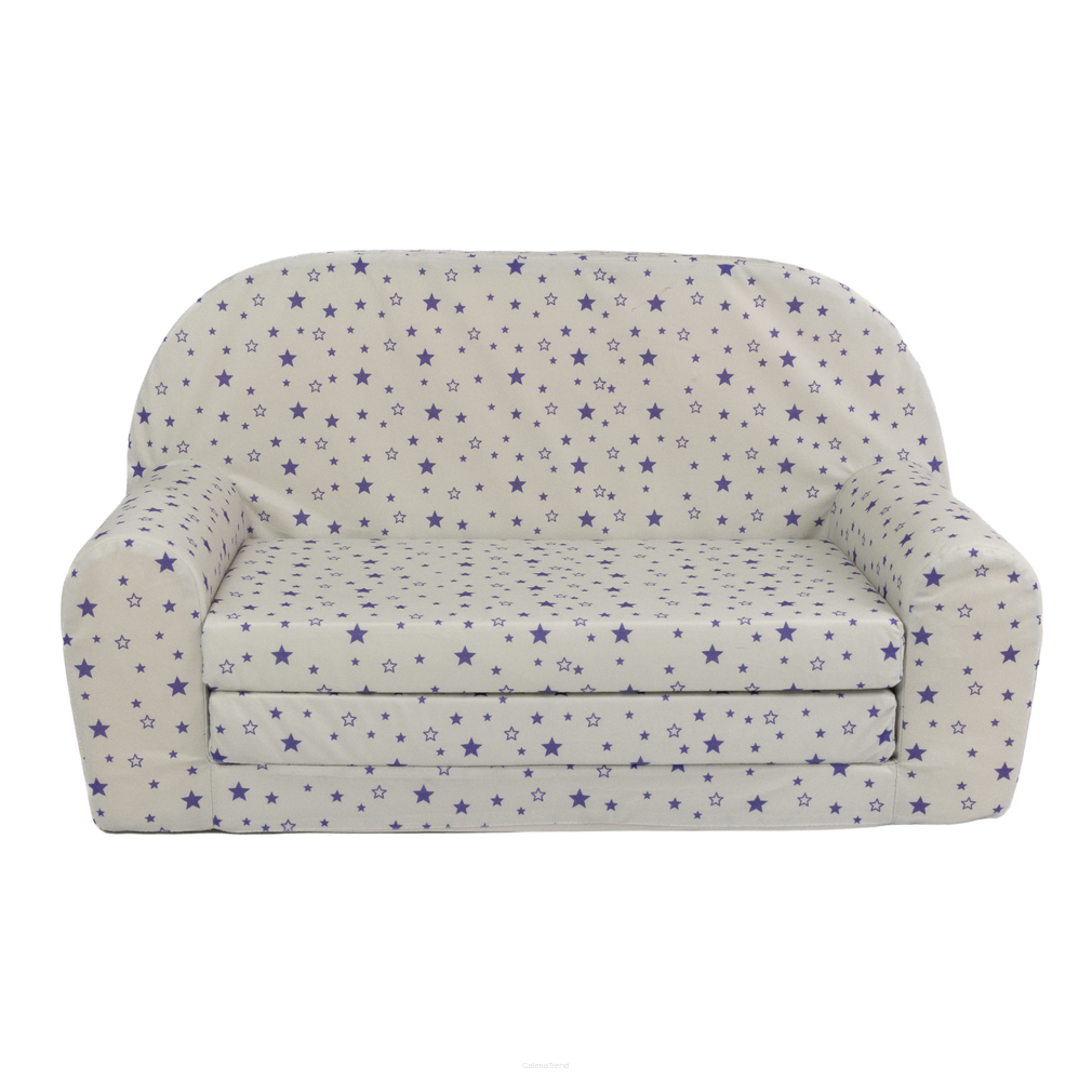 Sofka Mini Rozkładana Szara w niebieskie gwiazdki