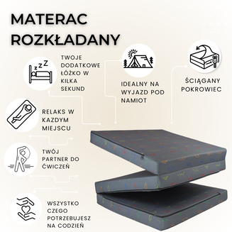 Materac VW T4 - M 180x65x7cm Turystyczny Rozkładany - 2