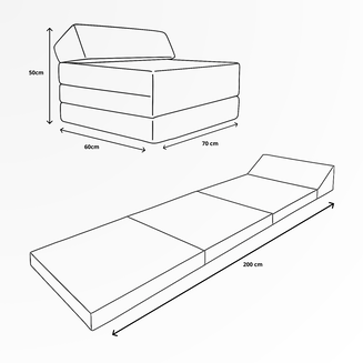 MATERAC VW T4 ROZKŁADANY SKOS  Wzór VW T4 200x70x10 - 2