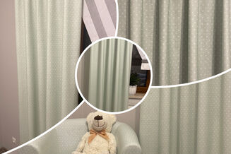 Tkanina mikrofaza motyw Zielona białe groszki - 2