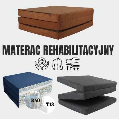 Materac Rehabilitacyjny L 195x80x9cm Rozkładany Turystyczny