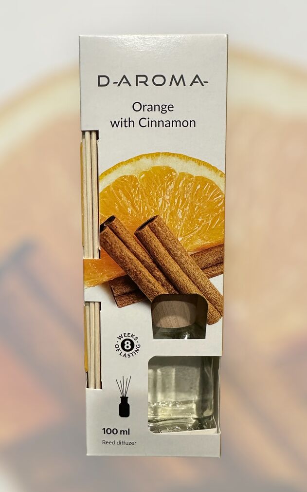 Dyfuzor zapachowy D-aroma Reed Diffuzer 100ml Orange With Cinnamon – Ciepło Domowego Ogniska