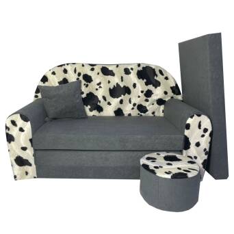 Sofa kanapa dla dzieci rozkładana Krowa szara