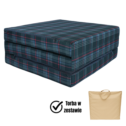 Materac VW GTI - M 180x65x7cm Szara Krata z Czerwienią Rozkładany Turystyczny