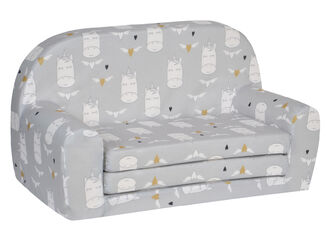 Sofka Dziecięca Mini Kanapa Łóżko Śpiący Jednorożec Szary - 4