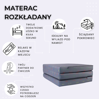 Materac Wzór VW T4 -XM 195x60x9cm Rozkładany Turystyczny - 2