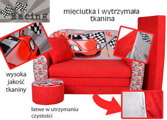 Sofa kanapa dla dzieci rozkładana  Racing Car - 4