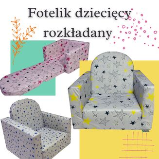 Fotelik dziecięcy rozkładany Szary niebieskie gwiazdki - 9