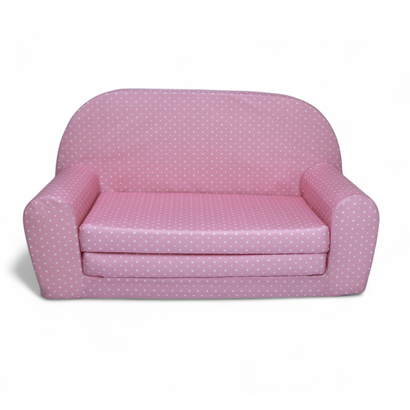 Sofka Mini Rozkładana Różowa w Kropki
