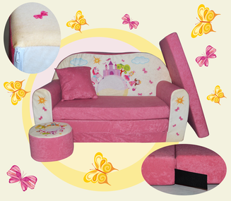 Sofa kanapa dla dzieci rozkładana Różowy Zamek - 5