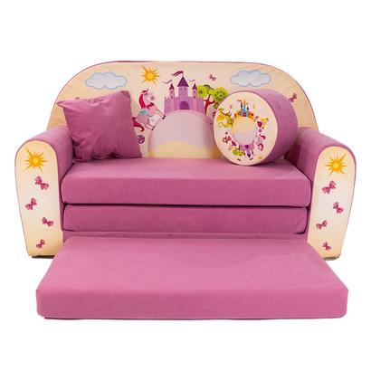 Sofa kanapa dla dzieci rozkładana Różowy Zamek