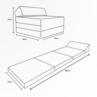 MATERAC ROZKŁADANY SKOS 200x70x10 - 12
