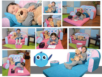 Sofa kanapa dla dzieci rozkładana Bird Pink - 6