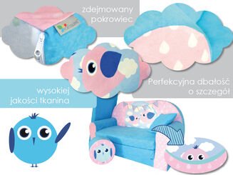 Sofa kanapa dla dzieci rozkładana Bird Pink - 4