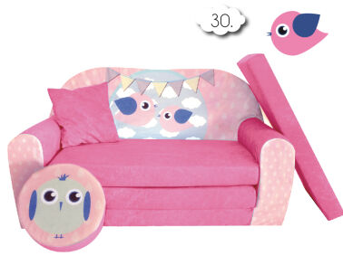 Sofa kanapa dla dzieci rozkładana Bird Pink